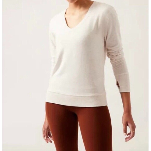 Athleta Sunrise V-Neck Sweatshirt Modal Soft Stretchy Thumbholes Size Medium EUC - Picture 5 of 10